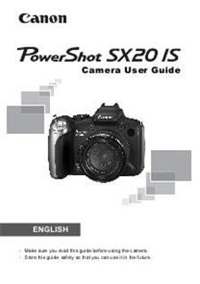 Canon PowerShot SX20 IS manual. Camera Instructions.